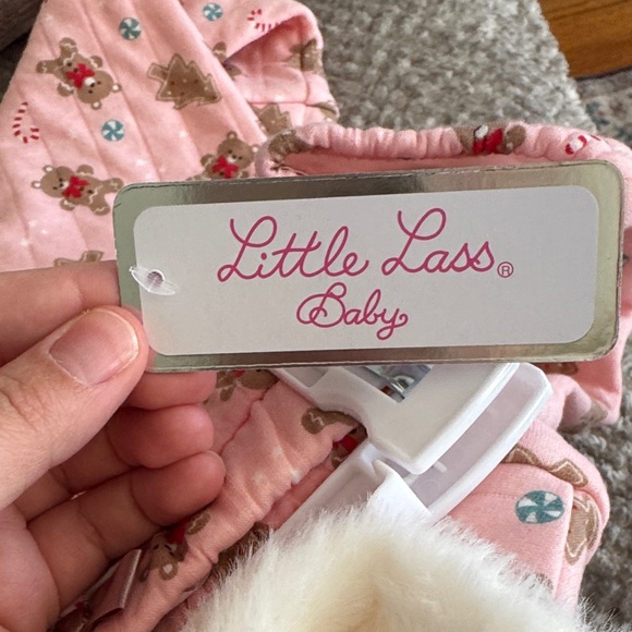 Little Lass Pink Teddy Bear Gingerbread Sweatshirt Set 24 Months - Picture 4 of 9